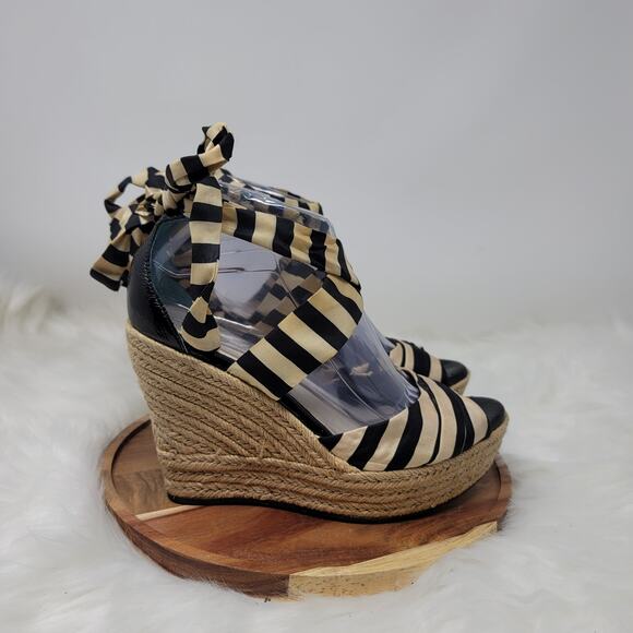 UGG Summer Heel Lucianna Stripe 4.5" Espadrille Wedge Sandal Womens 7.5 - Picture 4 of 7